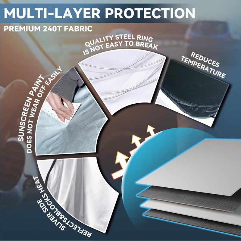ZOIBV for Chevrolet Trax 2013-2023 Windshield Sun Shade - Custom Fit Chevy Trax LS, LTZ, Premier, SUV 4 Layers Car Sunshades for Front Windows Shade 240T Retractable Shade Blocks UV Rays Car Accessories - Image 5